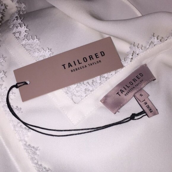 Rebecca Taylor Tailored SL Silk Lace Tank Top Snow 115 Size Small - Picture 9 of 13